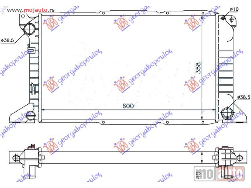 Glavna slika -  HLADNJAK MOTORA 2.5 TD (-AC) (60x36) Ford transit 95-00 -dostupno - MojAuto