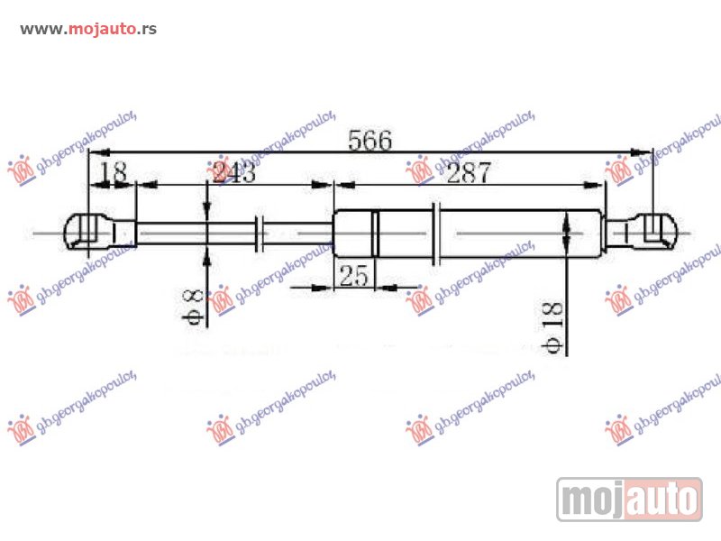 Glavna slika -  AMORTIZER HAUBE (565L-290N) Kia sorento 02-09 -dostupno - MojAuto