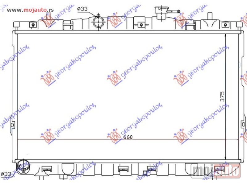 Glavna slika -  HLADNJAK MOTORA 1.6i 16V (MAN) (+/-AC) (37.5x67x15) Hyundai elantra 00-04 -dostupno - MojAuto