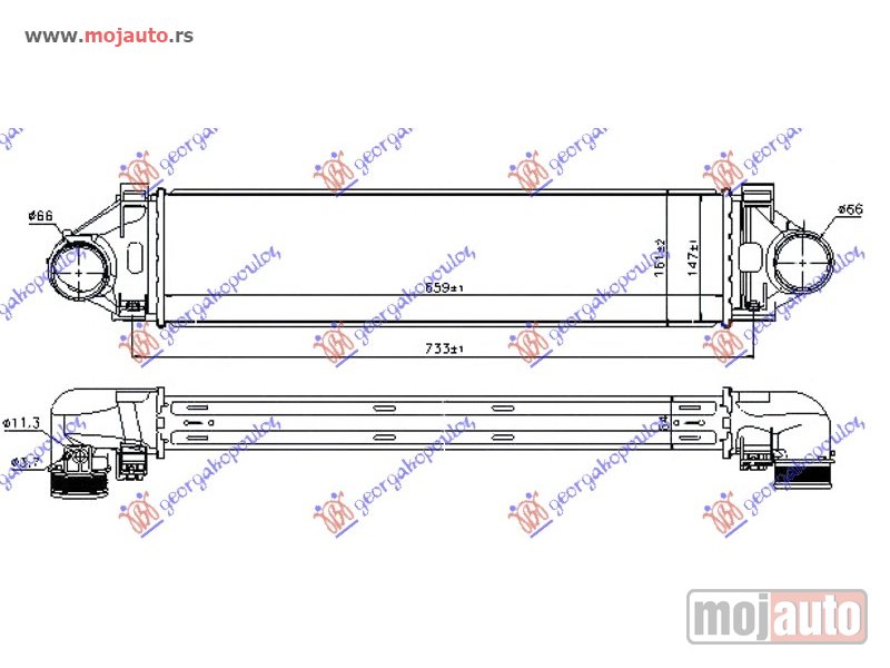 Glavna slika -  HLADNJAK INTERKULERA 2.0T-3.0T6 BENZIN - 2.0D-2.4D5 DIZEL (660x145x64) Volvo xc60 08-13 -dostupno - MojAuto
