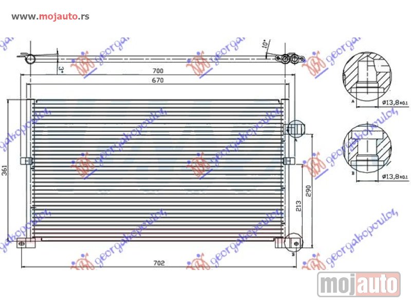 Glavna slika -  HLADNJAK KLIME ZA SVE MODELE BENZIN/DIZEL (670x361x16) 2002- Ford mondeo 00-07 -dostupno - MojAuto