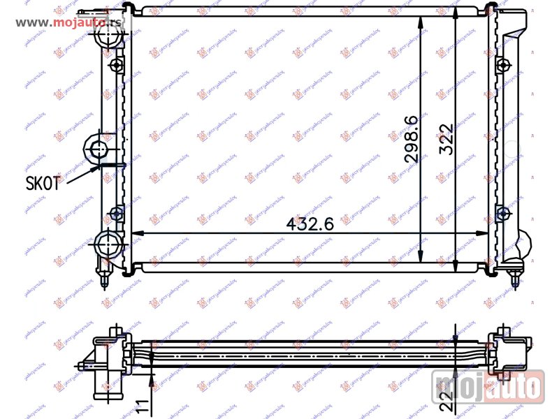 Glavna slika -  HLADNJAK MOTORA 1.0/1.3 (43x32) (VALEO) Vw polo - audi 50 82-90 -dostupno - MojAuto