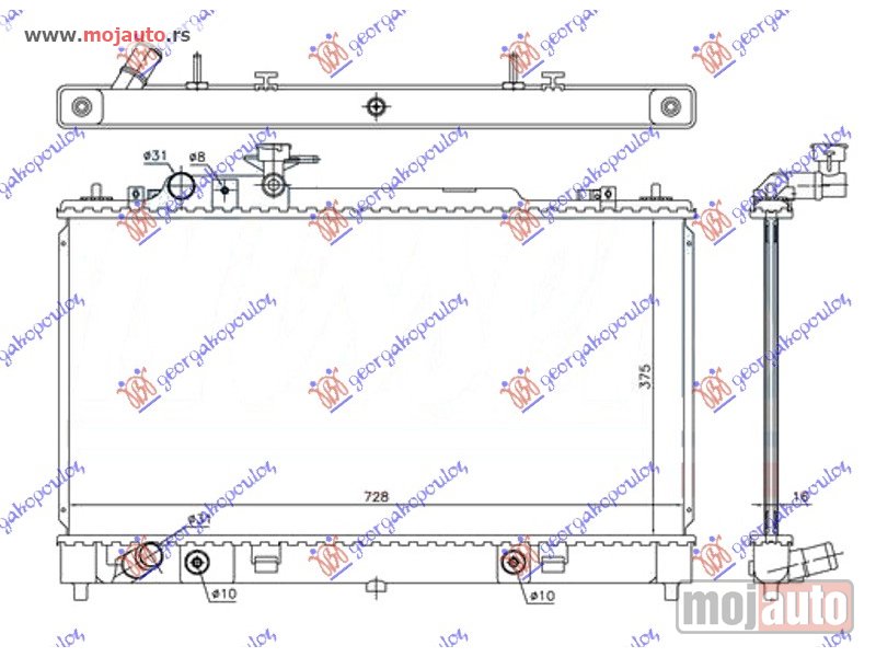 Glavna slika -  HLADNJAK MOTORA 1.8/2.0 BENZIN (MAN) (375x740x16) Mazda 6 08-13 -dostupno - MojAuto