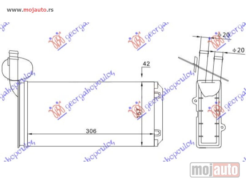 Glavna slika -  GREJAC KABINE (306x157) Vw transporter (t4) 91-96 -dostupno - MojAuto