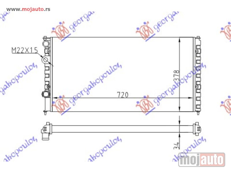 Glavna slika -  HLADNJAK MOTORA 1.6/1.8/2.0/2.8/2.9IVR6cc (+/-AC) (72x37) Vw passat 93-96 -dostupno - MojAuto
