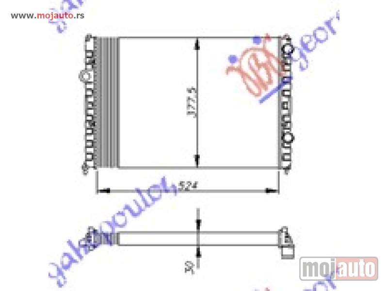Glavna slika -  HLADNJAK MOTORA 1.6/1.8/2.0 (MAN) (-AC) (52.5x37.7) Vw passat 93-96 -dostupno - MojAuto