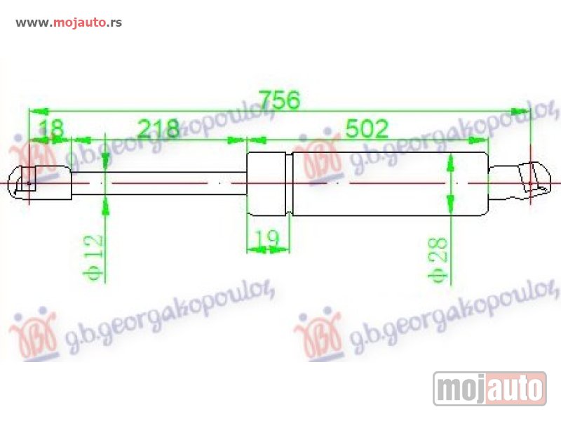 Glavna slika -  AMORTIZER GEPEK VRATA (755L-970N) Vw transporter (t5) 03-10 -dostupno - MojAuto