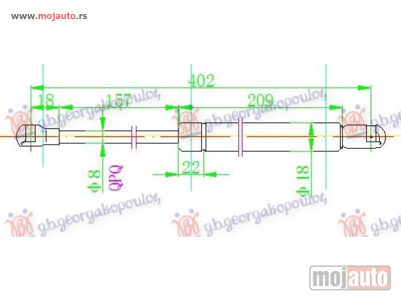 Glavna slika -  AMORTIZER HAUBE (405L-460N) Vw touran 03-06 -dostupno - MojAuto