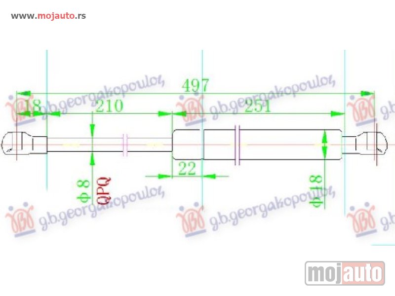 Glavna slika -  AMORTIZER GEPEK VRATA (497L-590N) Renault laguna 07-15 -dostupno - MojAuto