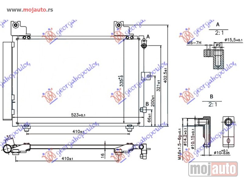 Glavna slika -  HLADNJAK KLIME 1.3 BENZIN (496x351) SA FILTEROM Daihatsu terios 97-06 -dostupno - MojAuto