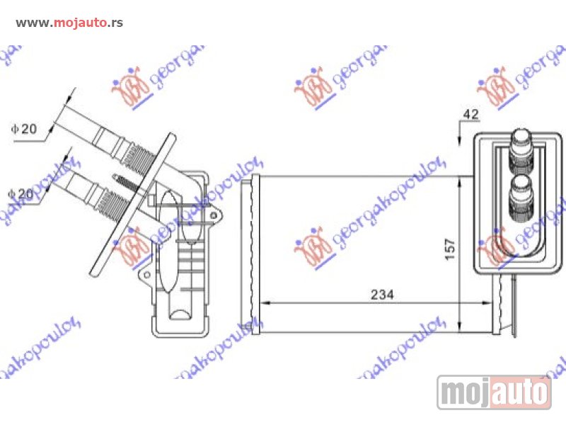 Glavna slika -  GREJAC KABINE (234x157) Renault kangoo 03-08 -dostupno - MojAuto