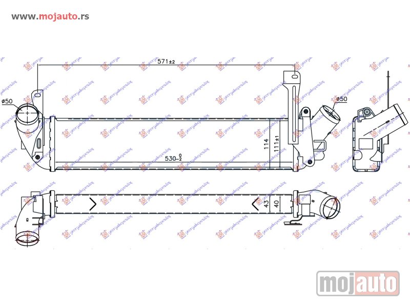 Glavna slika -  HLADNJAK INTERKULERA 1.5 DCI (K9K718) (657x93x85) Renault kangoo 03-08 -dostupno - MojAuto