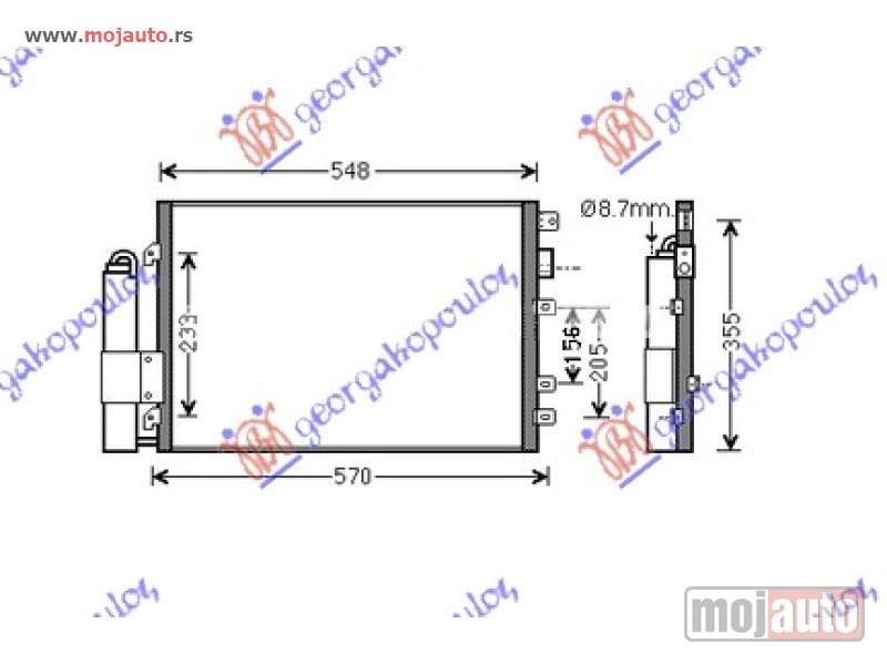 Glavna slika -  HLADNJAK KLIME 1.4 cc8V 1.6cc16V 5 VRATA (510x380) Nissan kubistar 03-09 -dostupno - MojAuto