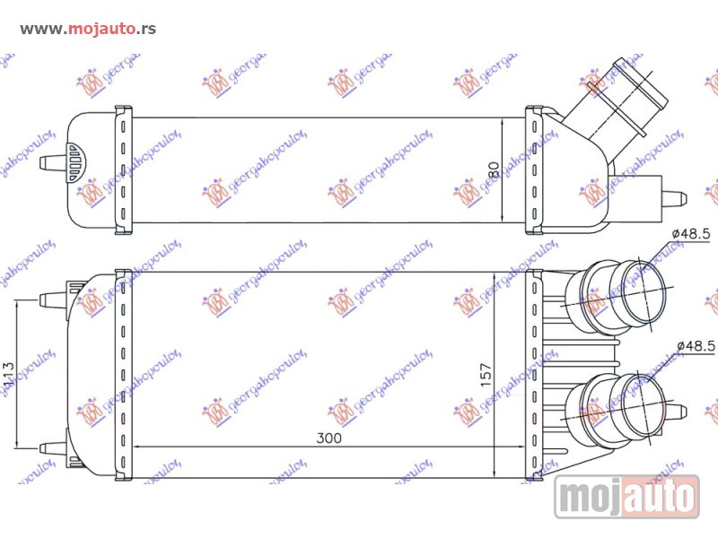 Glavna slika -  HLADNJAK INTERKULERA 1.6 HDi DIZEL (300x155x80) Fiat scudo 07-16 -dostupno - MojAuto