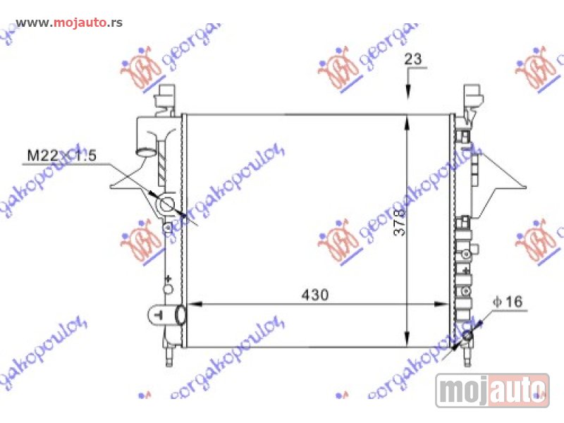 Glavna slika -  HLADNJAK MOTORA 1.2i (MAN/AUTO) (-AC) (430x377x22) Renault twingo 92-98 -dostupno - MojAuto