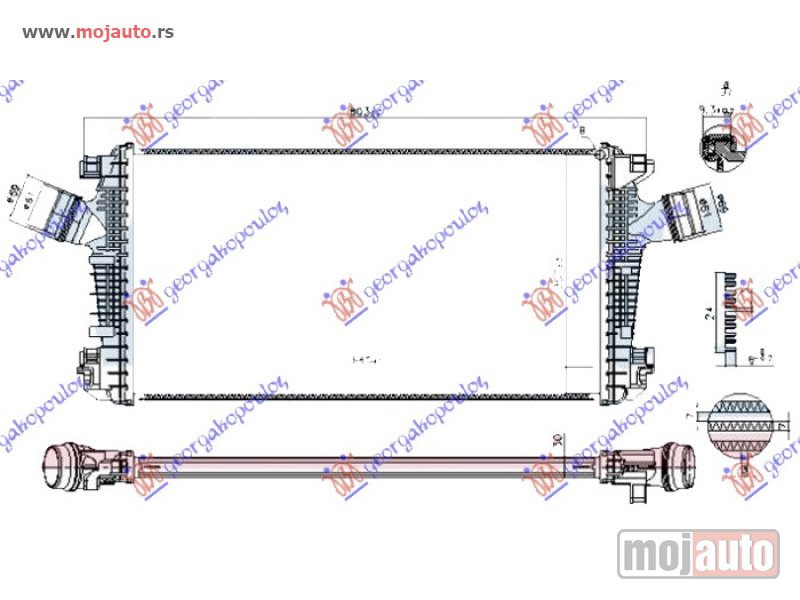 Glavna slika -  HLADNJAK INTERKULERA 2.0 TURBO BENZIN (665x360x30) 11- CEVI 61mm Opel insignia 08-13 -dostupno - MojAuto
