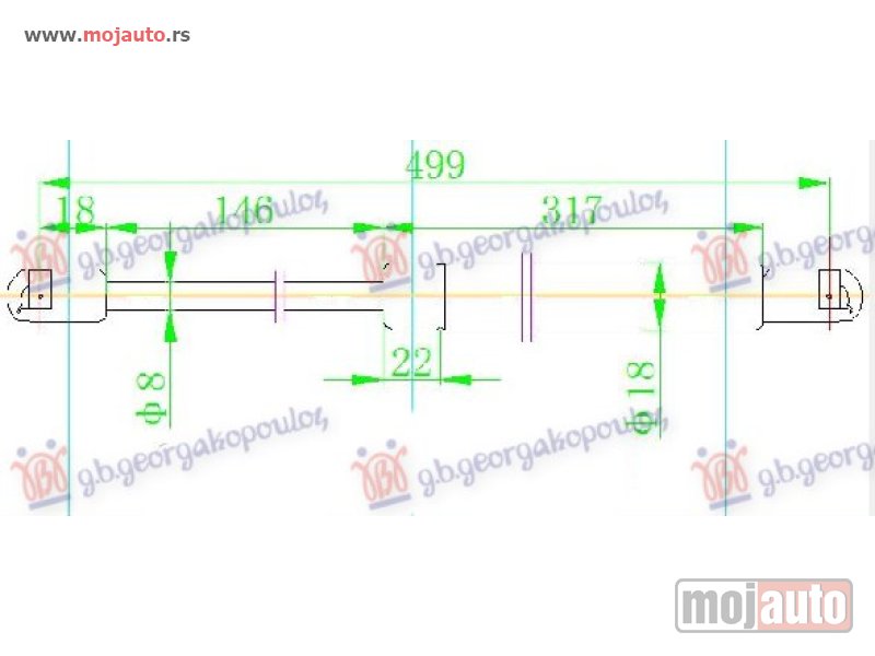 Glavna slika -  AMORTIZER GEPEK VRATA 5 VRATA (500L-660N) Opel insignia 08-13 -dostupno - MojAuto