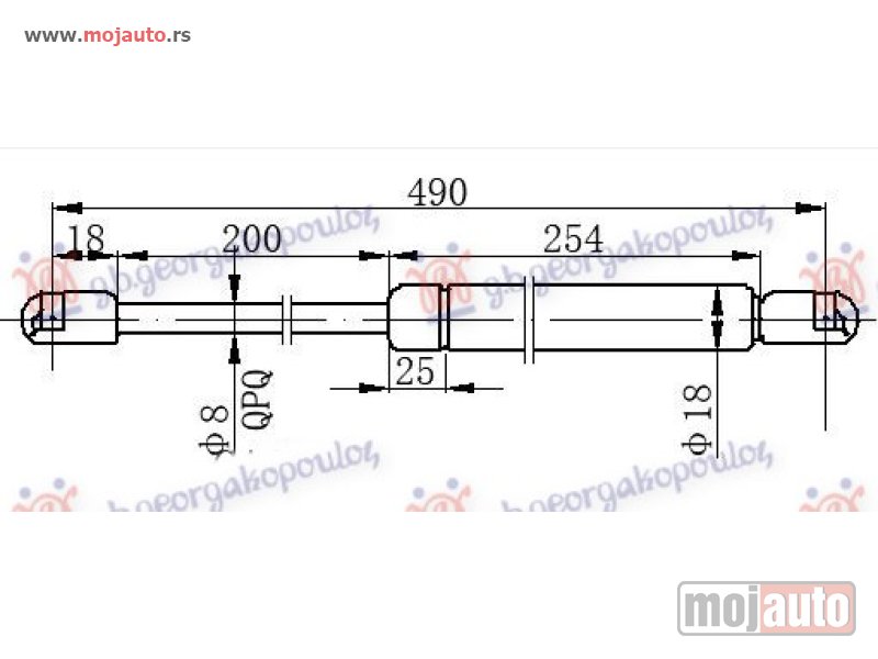 Glavna slika -  AMORTIZER GEPEK VRATA -99 (SEDAN) (490L-230N) Peugeot 406 sdn 96-05 -dostupno - MojAuto