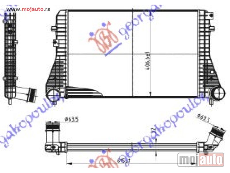 Glavna slika -  HLADNJAK INTERKULERA BENZIN-DIZEL (615x405x32) 60 Vw golf vi 08-13 -dostupno - MojAuto