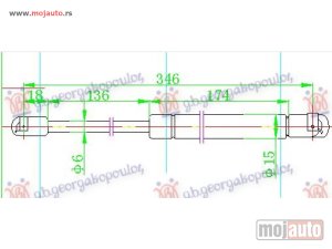 NOVI: delovi  AMORTIZER HAUBE (346L-340N) Jeep grand cherokee 08-11 -dostupno