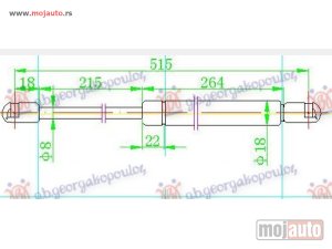 NOVI: delovi  AMORTIZER GEPEK VRATA 5 VRATA (515L-400N) Kia cerato 04-09 -dostupno