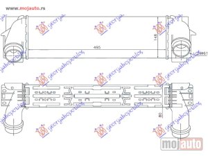 NOVI: delovi  HLADNJAK INTERKULERA 1.6 (18i) 2.0 (20-28iX-iX) BENZIN - 2.0 (18-20d-dx) DIZEL (495x145x80) Bmw x4 (f26) 14-18 -dostupno