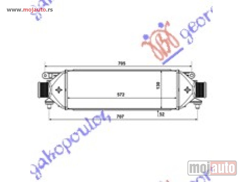 Glavna slika -  HLADNJAK INTERKULERA BENZIN - 1.3-1.6-1.9 TD (573x130x50) Fiat doblo 09-15 -dostupno - MojAuto