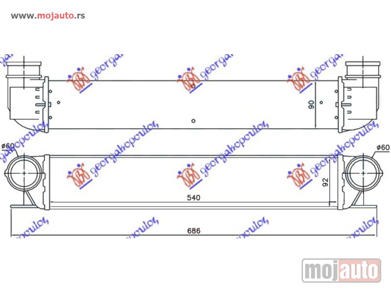 Glavna slika -  HLADNJAK INTERKULERA 2.0-2.5-3.0 DIZEL (540x97x85) Bmw series 7 (e38) 95-02 -dostupno - MojAuto