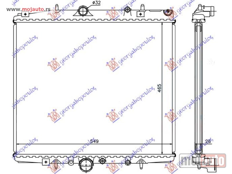 Glavna slika -  HLADNJAK MOTORA 2.0i 16V-2.0/2.2 JTD (46.5x56.3) Fiat ulysse 02-11 -dostupno - MojAuto