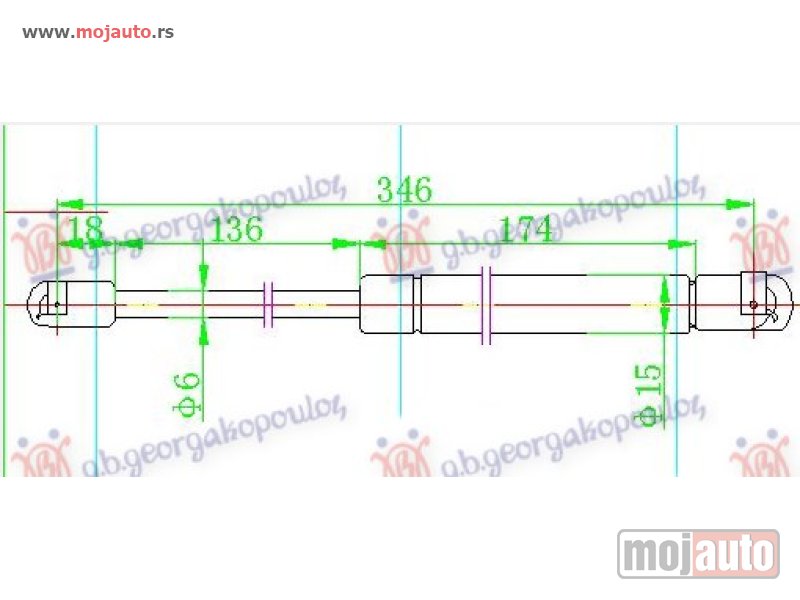 Glavna slika -  AMORTIZER HAUBE (346L-340N) Jeep grand cherokee 08-11 -dostupno - MojAuto