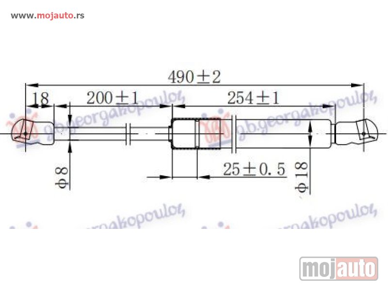 Glavna slika -  AMORTIZER GEPEK VRATA 5 VRATA (490L-380N) Kia rio 05-11 -dostupno - MojAuto