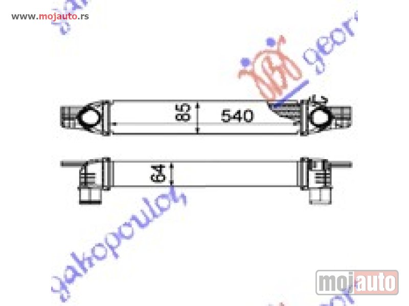 Glavna slika -  HLADNJAK INTERKULERA 1.3-1.4 HDI-MJTD (540x85x65) Fiat fiorino/qubo 08-16 -dostupno - MojAuto