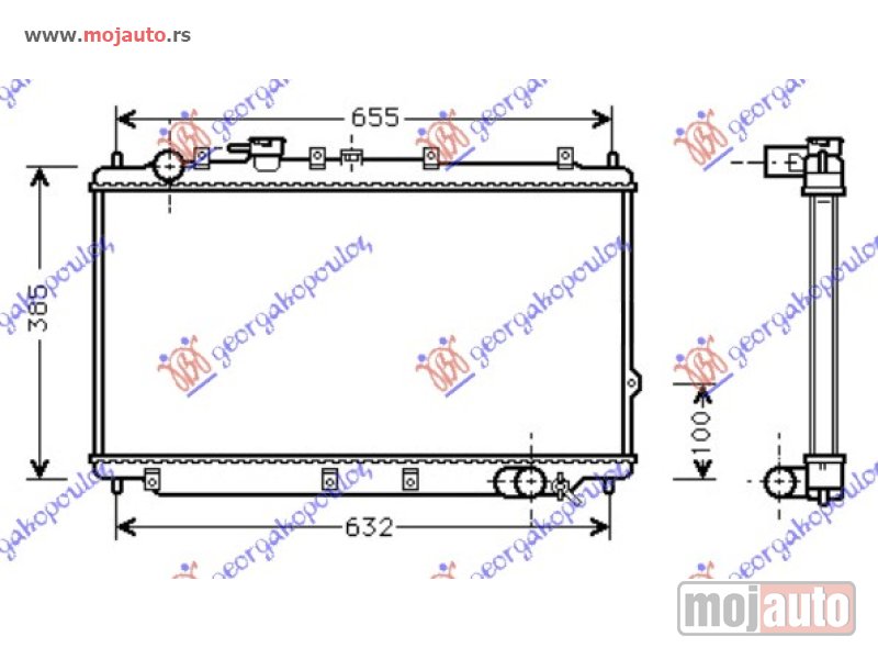 Glavna slika -  HLADNJAK MOTORA BENZIN (34.5x70) Kia shuma 96-01 -dostupno - MojAuto
