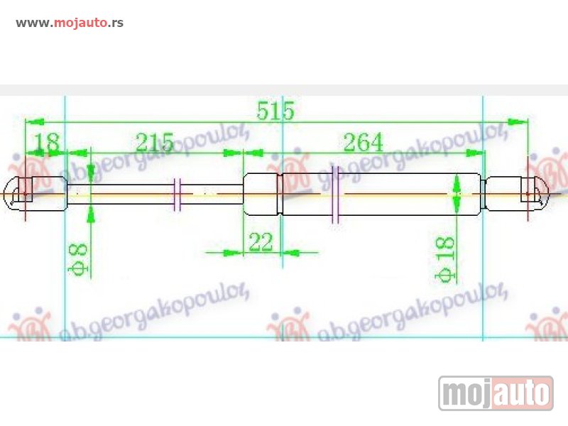 Glavna slika -  AMORTIZER GEPEK VRATA 5 VRATA (515L-400N) Kia cerato 04-09 -dostupno - MojAuto