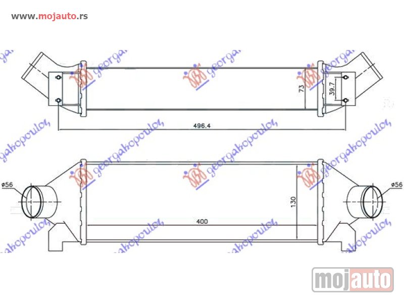 Glavna slika -  HLADNJAK INTERKULERA 2.4 TD (40x12.7x7.6) Ford transit 00-06 -dostupno - MojAuto