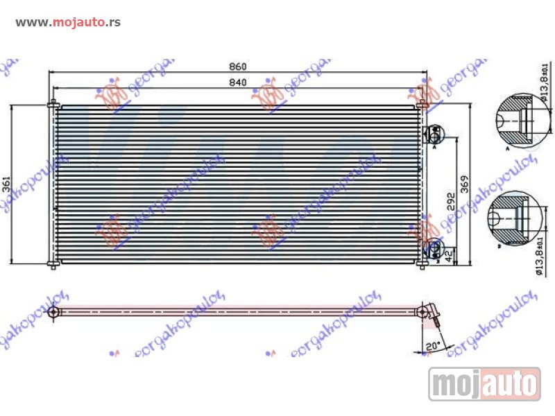 Glavna slika -  HLADNJAK KLIME BENZIN/DIZEL (805x360) Ford transit 00-06 -dostupno - MojAuto