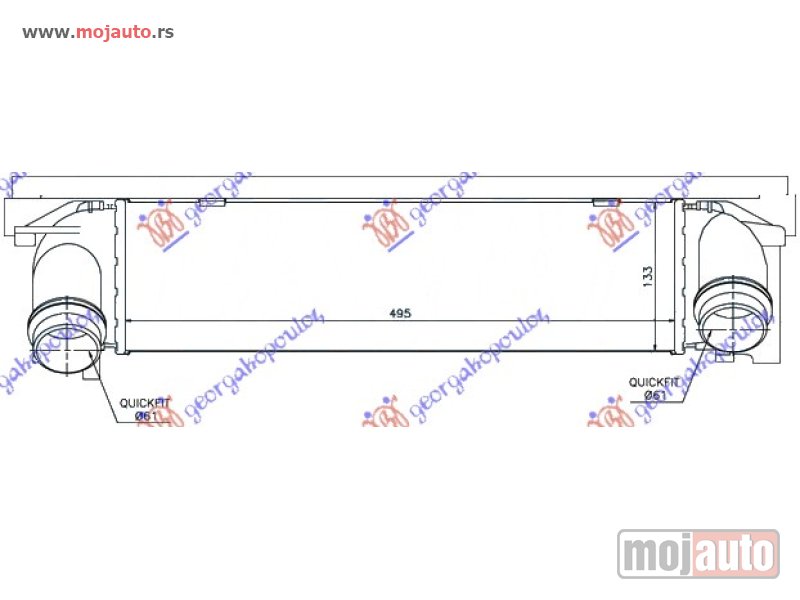 Glavna slika -  HLADNJAK INTERKULERA 1.4-1.8-2.0 BENZIN-DIZEL (495x133x76) Bmw series 3 (f30/f31) sdn/s.w. 12-14 -dostupno - MojAuto