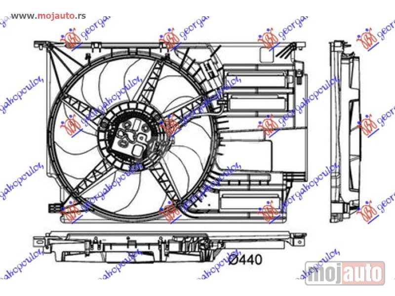 Glavna slika -  VENTILATOR KOMPLET (1.5/2.0 BENZIN - 2.0 DIZEL) (440mm) (600W) (2 PIN) Bmw x1 (f48) 19-22 -dostupno - MojAuto