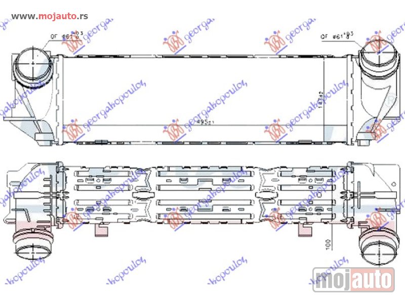 Glavna slika -  HLADNJAK INTERKULERA 2.0 BENZIN (495x150x100) Bmw series 5 (f10/11) 10-13 -dostupno - MojAuto
