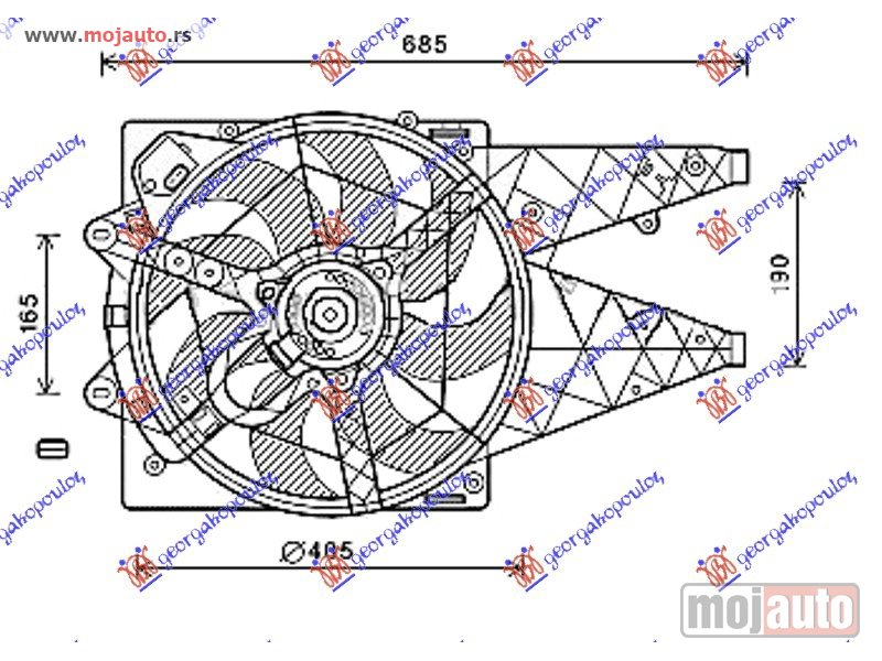 Glavna slika -  VENTILATOR KOMPLET (1.3/1.6/2.0 JTD) (-AC) Fiat doblo 09-15 -dostupno - MojAuto