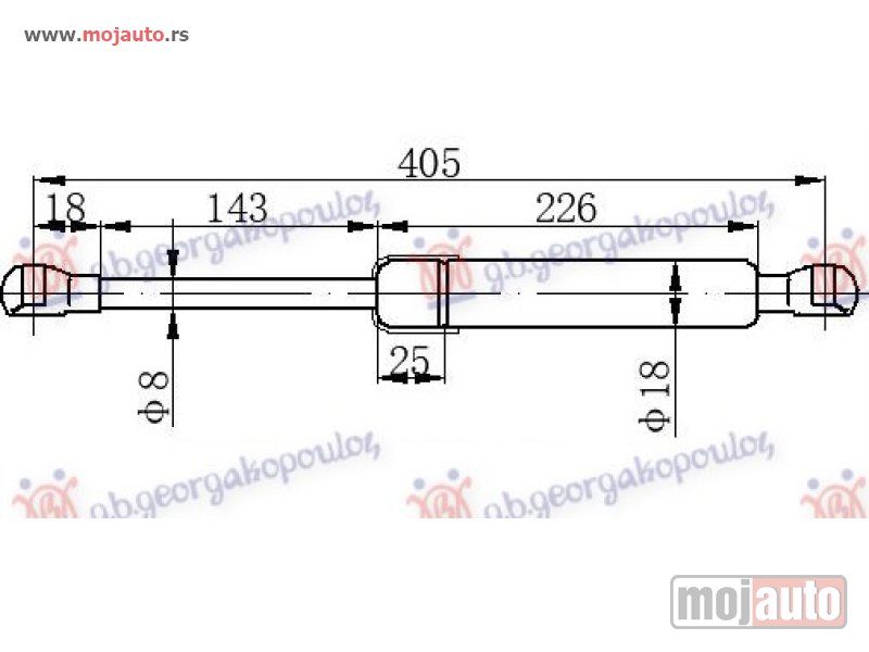 Glavna slika -  AMORTIZER GEPEK VRATA (405L-420N) Fiat panda new 12- -dostupno - MojAuto