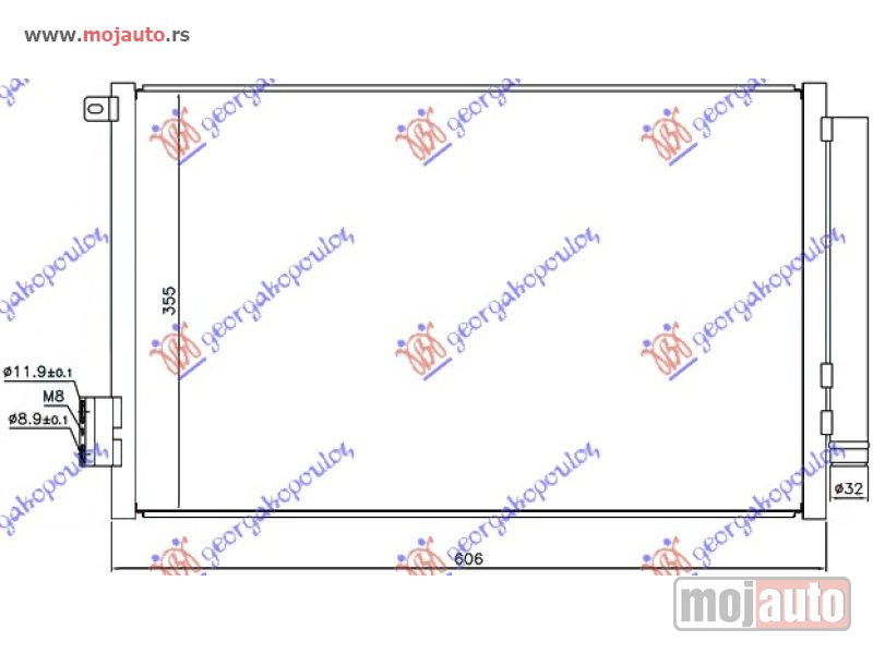 Glavna slika -  HLADNJAK KLIME 1.4i 16V (570x350x16) Fiat 500 l 12-17 -dostupno - MojAuto