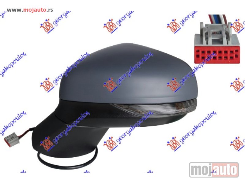 Glavna slika -  RETROVIZOR ELEKTRICNI SA GREJACEM PM (MIGAVAC) (6 PIN) (A KVALITET) (KONVEKSNO STAKLO) Levo Ford puma 20- -dostupno - MojAuto