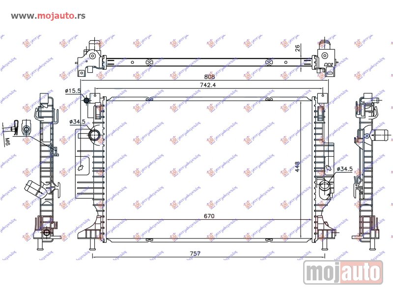 Glavna slika -  HLADNJAK MOTORA 1.5 EcoBoost BENZIN / 2.0 TDCi (670x448x26) 15- Ford kuga 13-16 -dostupno - MojAuto
