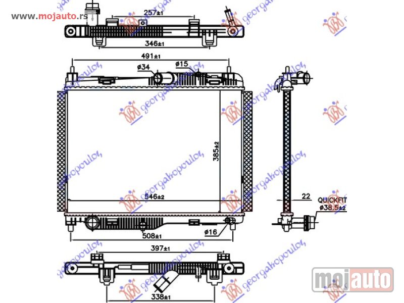Glavna slika -  HLADNJAK MOTORA 1.0 EcoBoost BENZIN (AUTO) (385x545x22) Ford ecosport 17- -dostupno - MojAuto