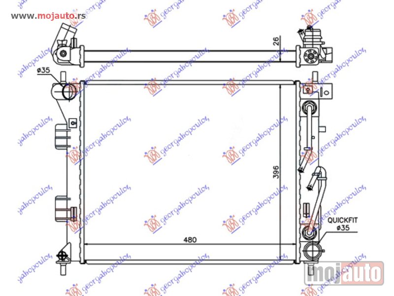 Glavna slika -  HLADNJAK MOTORA 1.6 CRDi DIZEL (AUTO) (480x395x26) Hyundai elantra 13-15 -dostupno - MojAuto
