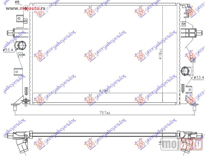 Glavna slika -  HLADNJAK MOTORA 1.6 BENZIN/HIBRID (610x410x16) Hyundai ioniq 17- -dostupno - MojAuto