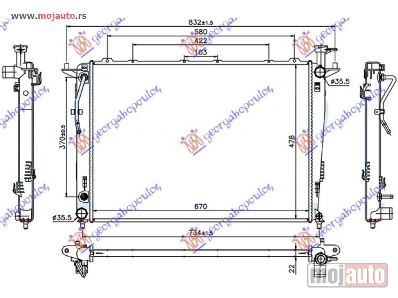 Glavna slika -  HLADNJAK MOTORA 2.4 BENZIN (MAN/AUTO) (67x48x) Kia sorento 09-12 -dostupno - MojAuto