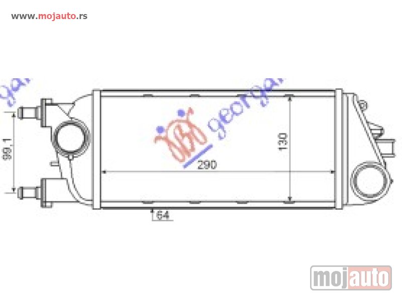 Glavna slika -  HLADNJAK INTERKULERA 0.9i 8V 1.3 TD (29x13x65) Lancia y 11-24 -dostupno - MojAuto