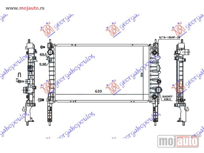 Glavna slika -  HLADNJAK MOTORA 1.4 16v TURBO BENZIN (AUTO) (620x360x26) Chevrolet trax 13- -dostupno - MojAuto